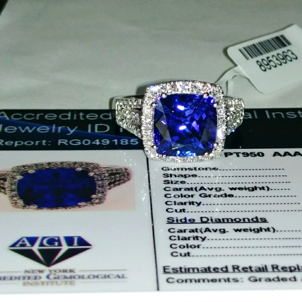 SOLD💙VAULT PIECE💙 QUAD A Cushion Cut Vivid Tanzanite Diamond Halo Ring